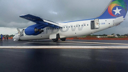 2015-10-06 Starbow BAe 146 nosegear collapse on landing at Tamale