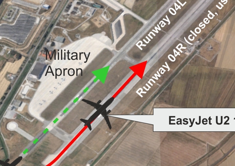 2015-12-30 EasyJet Airbus A319 landed on closed runway at Pisa, Italy