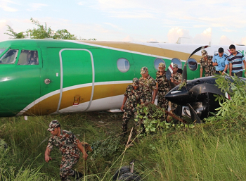 2016-09-24 Yeti Airlines Jetstream overrun accident at Bhairahawa